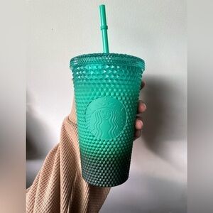Starbucks 2022 Waxberry Green Ombre Gradient Bling Cold Cup Tumbler Grande 16 oz